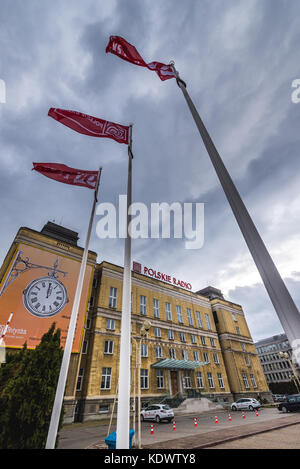 Sede della Polskie radio (Polish radio), ente nazionale di radiodiffusione finanziato dallo Stato a Varsavia, Polonia Foto Stock