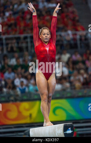 Shawn johnson (USA) donne individuale tutto intorno la ginnastica medaglia d'argento concorrenti sulla trave di equilibrio al 2008 olimpiadi estive a Pechino, Foto Stock