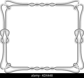 Corda cornice quadrata con nodi e loop Illustrazione Vettoriale