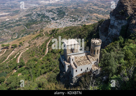 La Torretta Pepoli - Piccolo castello nel vecchio e storico città siciliana, Erice, Italia Foto Stock
