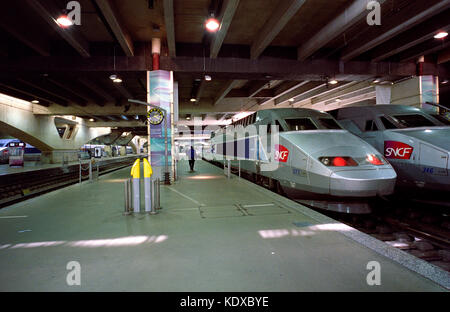 GARE MONTPARNASSE Parigi - Paris dalla stazione del treno - Stazione di Montparnasse Parigi - treno francese - Parigi trasporti - TGV francese - argento immagine © F.BEAUMONT Foto Stock