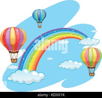 Tre palloni volare sopra il Rainbow illustrazione Illustrazione Vettoriale