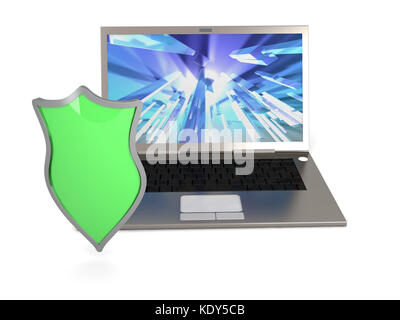 Un laptop protetti. 3D'illustrazione. Foto Stock