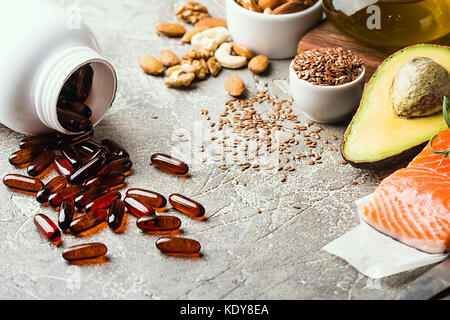 Grassi sani in nutrizione. Foto Stock