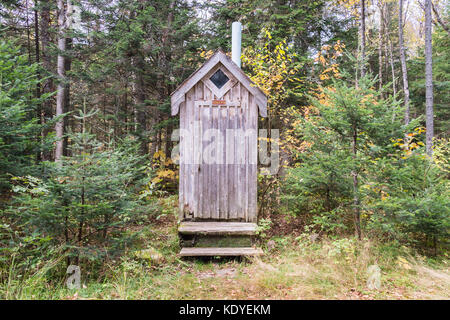 In legno wc a secco in una foresta (quebec, Canada) Foto Stock