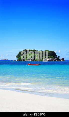 Isola Chauve Souris, anse volbert beach, Isola di Praslin. Repubblica delle Seicelle. Foto Stock