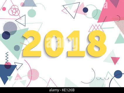 Cartolina piatto nuovo anno 2018 Illustrazione Vettoriale