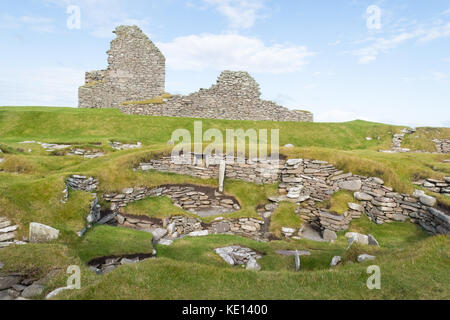 Jarlshof, Sumburgh, Shetland, Isole Shetland, Scozia, REGNO UNITO Foto Stock