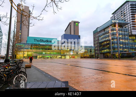 BBC TV studios in Media City UK a Salford e Trafford, Greater Manchester, Inghilterra, Regno Unito Foto Stock
