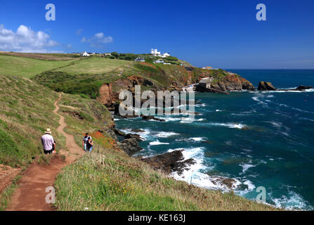 La lucertola faro visto da lizard point, Cornwall. Foto Stock