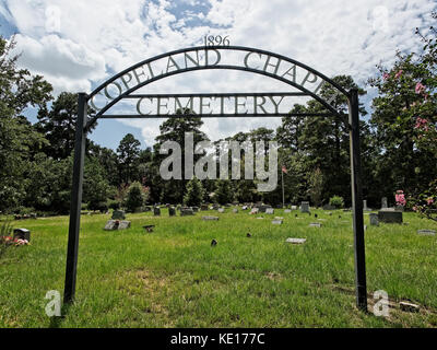 Conroe, Texas, USA - 17 agosto 2017 - Copeland Chapel Cemetery, inaugurato nel 1896 Foto Stock