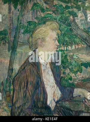 Henri de Toulouse-Lautrec - donna seduta in un giardino (1891) Foto Stock