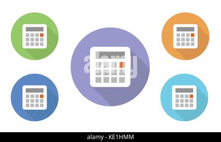 Impostare della circolare illustrato le icone vettoriali di diversi colori con la calcolatrice e visualizzare sulle pagine web e le applicazioni Illustrazione Vettoriale
