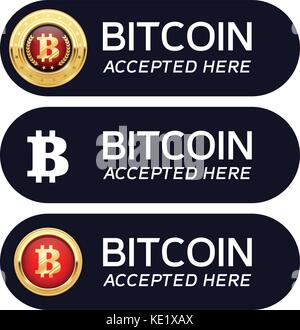 Bitcoins accettato qui banner - icona cryptocurrency Illustrazione Vettoriale