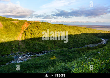 Vista dalla montagna in skaftafell national park, in Islanda in estate Foto Stock