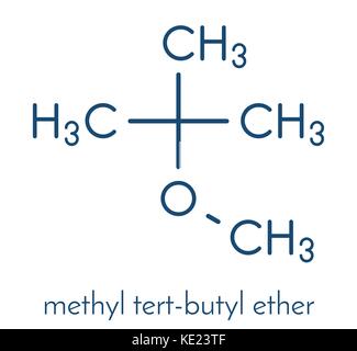 Metil tert-butil etere (MTBE, tbme) di additivo di benzina molecola di formula scheletrico. Illustrazione Vettoriale