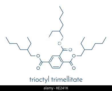 Tri-ottil-trimellitato (TOTM, tris (2-etilesil) trimellitato) plastificante molecola. alternativa ai plastificanti di ftalato. formula scheletrico. Illustrazione Vettoriale