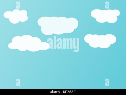 Blue sky con sfondo bianco delle nuvole Illustrazione Vettoriale