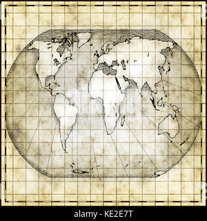 Antica mappa del mondo in forma quadrata Foto Stock