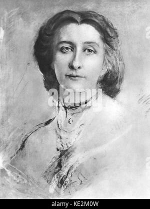 Cosima Wagner ritratto da Franz von Lenbach. Figlia di Liszt, sposato Hans von Bülow (1857), poi Richard Wagner (1870) con la quale ha lavorato per stabilire Bayreuth. Dopo Wagner la morte ha mantenuto un regime autocratico regola su Bayreuth. b1837 - 1930 Foto Stock