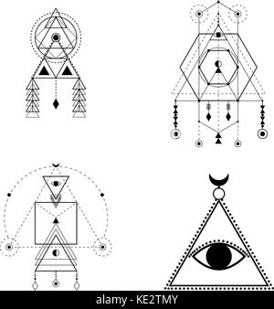 Geometria Sacra forme, forme di linee, logo, segno, simbolo. Illustrazione Vettoriale