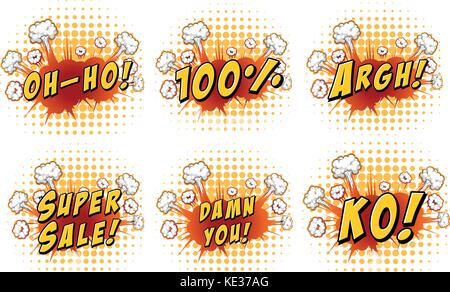 Diciture sul cloud esplosioni illustrazione Illustrazione Vettoriale