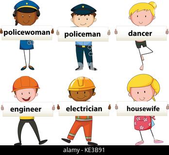 Persone con diverse professioni illustrazione Illustrazione Vettoriale