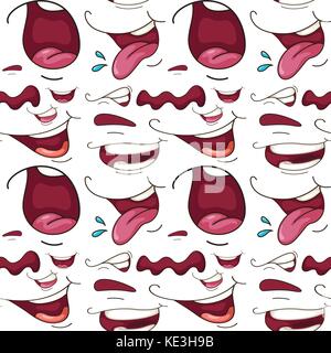 Seamless diverse espressioni di bocca illustrazione Illustrazione Vettoriale