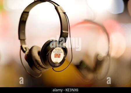 Audiolibro alla fiera del libro, Germania, città di Francoforte, 12. Ottobre 2017. Foto: Frank May | utilizzo in tutto il mondo Foto Stock
