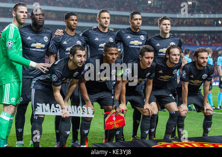 Lisbona, Portogallo. Xviii oct, 2017. ottobre 18, 2017. Lisbona, Portogallo. manchester united squadra iniziale per il gioco del terzo round della UEFA Champions League gruppo a, SL Benfica v manchester united fc credito: Alexandre de Sousa/alamy live news Foto Stock