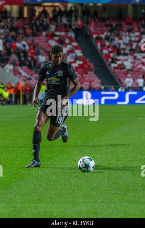 Lisbona, Portogallo. Xviii oct, 2017. ottobre 18, 2017. Lisbona, Portogallo. manchester unitedõs avanti dall'Inghilterra rashford marcus (19) durante il gioco del terzo round della UEFA Champions League gruppo a, SL Benfica v manchester united fc credito: Alexandre de Sousa/alamy live news Foto Stock