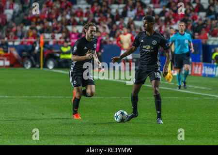 Lisbona, Portogallo. Xviii oct, 2017. ottobre 18, 2017. Lisbona, Portogallo. manchester unitedõs avanti dall'Inghilterra rashford marcus (19) durante il gioco del terzo round della UEFA Champions League gruppo a, SL Benfica v manchester united fc credito: Alexandre de Sousa/alamy live news Foto Stock