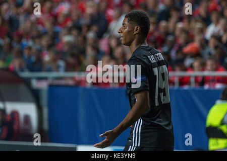 Lisbona, Portogallo. Xviii oct, 2017. ottobre 18, 2017. Lisbona, Portogallo. manchester unitedõs avanti dall'Inghilterra rashford marcus (19) durante il gioco del terzo round della UEFA Champions League gruppo a, SL Benfica v manchester united fc credito: Alexandre de Sousa/alamy live news Foto Stock