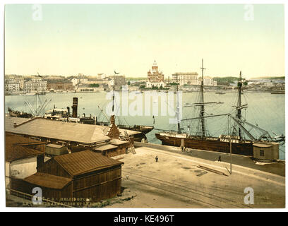 La cattedrale russa e il porto, Helsingfors, Russia, cioè, Helsinki, Finlandia LCCN2001697409 Foto Stock