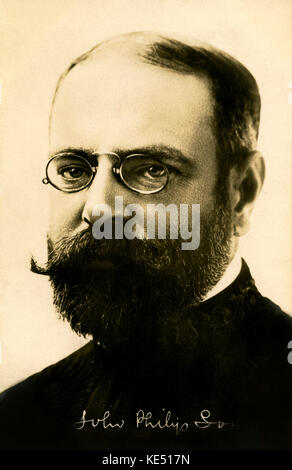 John Philip Sousa - firmato il ritratto del compositore americano e il conduttore JPS: 6 novembre 1854 - 6 marzo 1932. Foto Stock