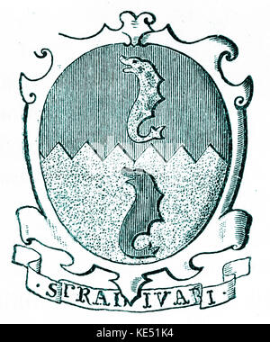 Antonio Stradivari o Antonius Stradivarius - crest (o scudo) Italiano del liutaio. Strad. Cremona. Come: 1644 - 18 dicembre 1737. Foto Stock