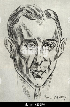 Maurice Ravel - Disegno di André Favory 1888-1937. Il compositore francese, 17 marzo 1875 - 28 dicembre 1937. Foto Stock