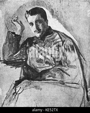 Serge Pavlovich Diaghilev - Ritratto di V. Serov . Impresario russo. Creato Ballets Russes ( 1872 - 1929 ) . Il balletto Russe, Ballets Russes Foto Stock