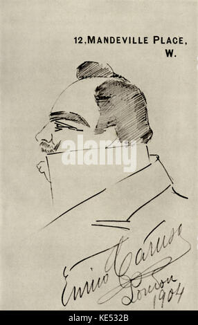 Enrico Caruso - Ritratto del tenore italiano. Nato Errico Caruso. 25 Febbraio 1873 - 2 agosto 1921. Firmato illustrazione 1904. Foto Stock