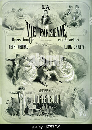 Poster per Jacques Offenbach operetta La Vie Parisenne. Opera-abbuffata scritto da Henri Meilhac e Ludovic Halevy, con musica di J.Offenbach. Design by Jules Chéret. Tedesco/compositore francese (1819-1880) Foto Stock