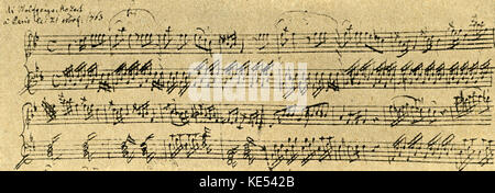 Primo Allegro da Mozart 's piano-Sonata per violino e pianoforte K8. Wolfgang Amadeus Mozart: Il compositore austriaco, 27 Gennaio 1756 - 5 dicembre 1791. Foto Stock