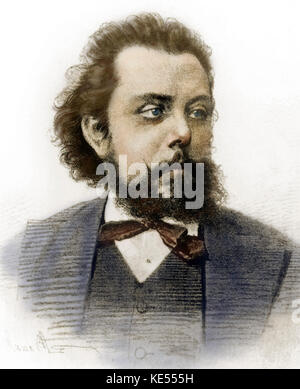 Modesto Petrovich Mussorgsky ritratto - . Il compositore russo, 21 marzo 1839 - 28 Marzo 1881. Foto Stock