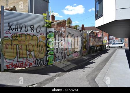 Graffiti e il murale in Melbourne Victoria - Australia. pic è stata adottata nel settembre 2016 Foto Stock