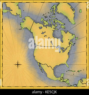 Mappa di antiquariato america del nord Foto Stock