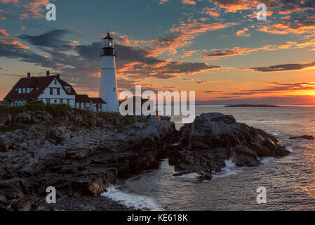 Portland Head Light house in cape elizabeth, Maine, Stati Uniti d'America. Foto Stock