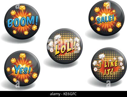 Set di badge nero con testo illustrazione Illustrazione Vettoriale