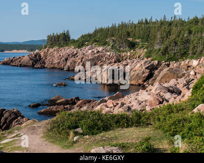 Costa, McKinnon's Cove, Cabot Trail, Cape Breton Island, Nova Scotia. Foto Stock