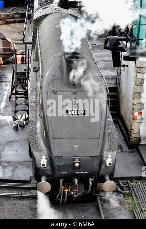 6009 A4 pacific locomotiva a vapore unione del Sud Africa in un capannone presso la stazione ferroviaria di Swanage Inghilterra Dorset Regno Unito Foto Stock