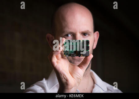 Eben upton, creatore di lampone pi computer, a camjam evento in Cambridge, Inghilterra, Regno Unito Foto Stock