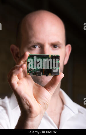 Eben upton, creatore di lampone pi computer, a camjam evento in Cambridge, Inghilterra, Regno Unito Foto Stock